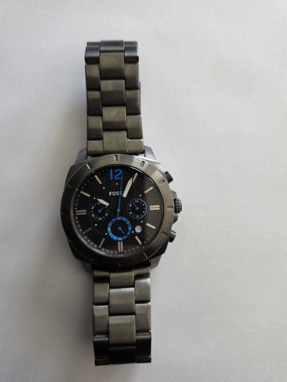 Fossil Gunmetal Watch with Blue Accents - Picture 1 of 4